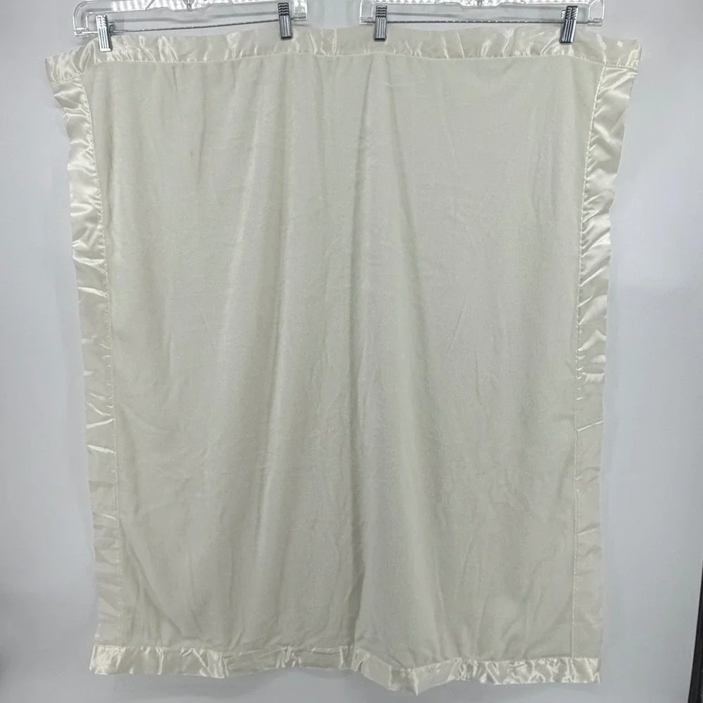 Walgreens Plush Baby Security Blanket Satin Trim Cream Ivory 36x40 Vintage Rare